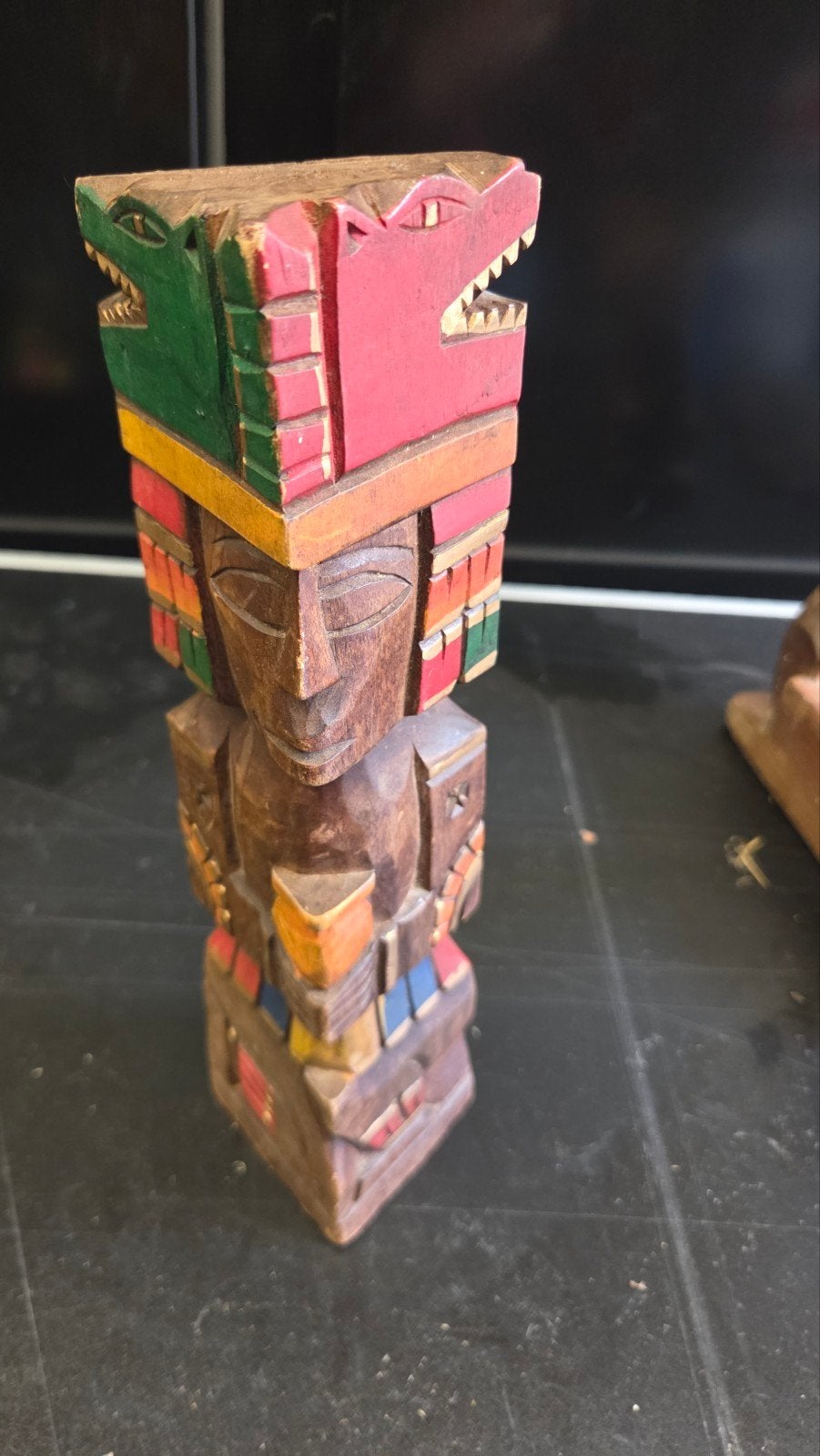Houten Totempaal met Azteekse/Maya-invloeden, Overige onderwerpen, Handgemaakt, Ophalen of Verzenden, 20 - 50 cm