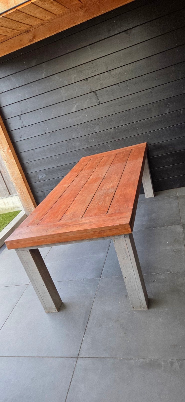 Robuuste houten tuintafel - 230x98 cm, Ophalen, Gebruikt, Rechthoekig, Hout