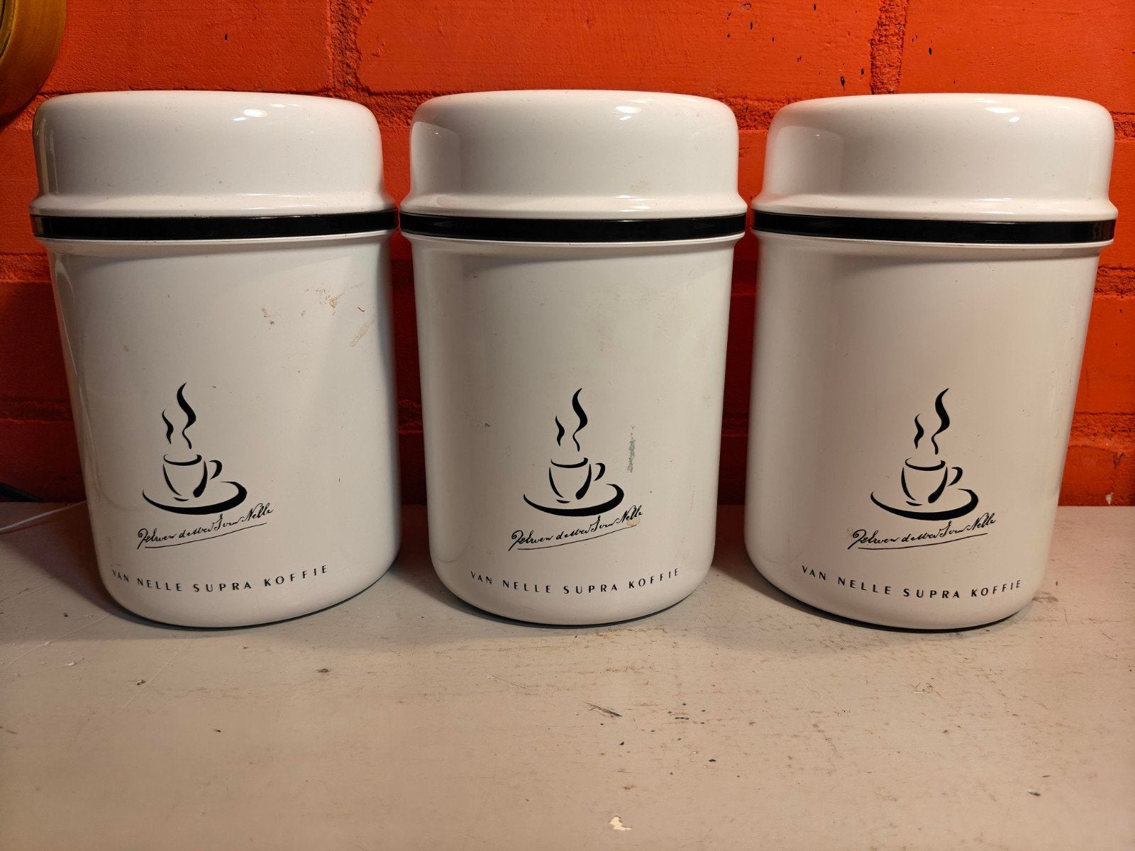 Vintage van Nelle Supra Koffie Voorraadpotten - Set van 3, Caravans en Kamperen, Ophalen of Verzenden, Gebruikt