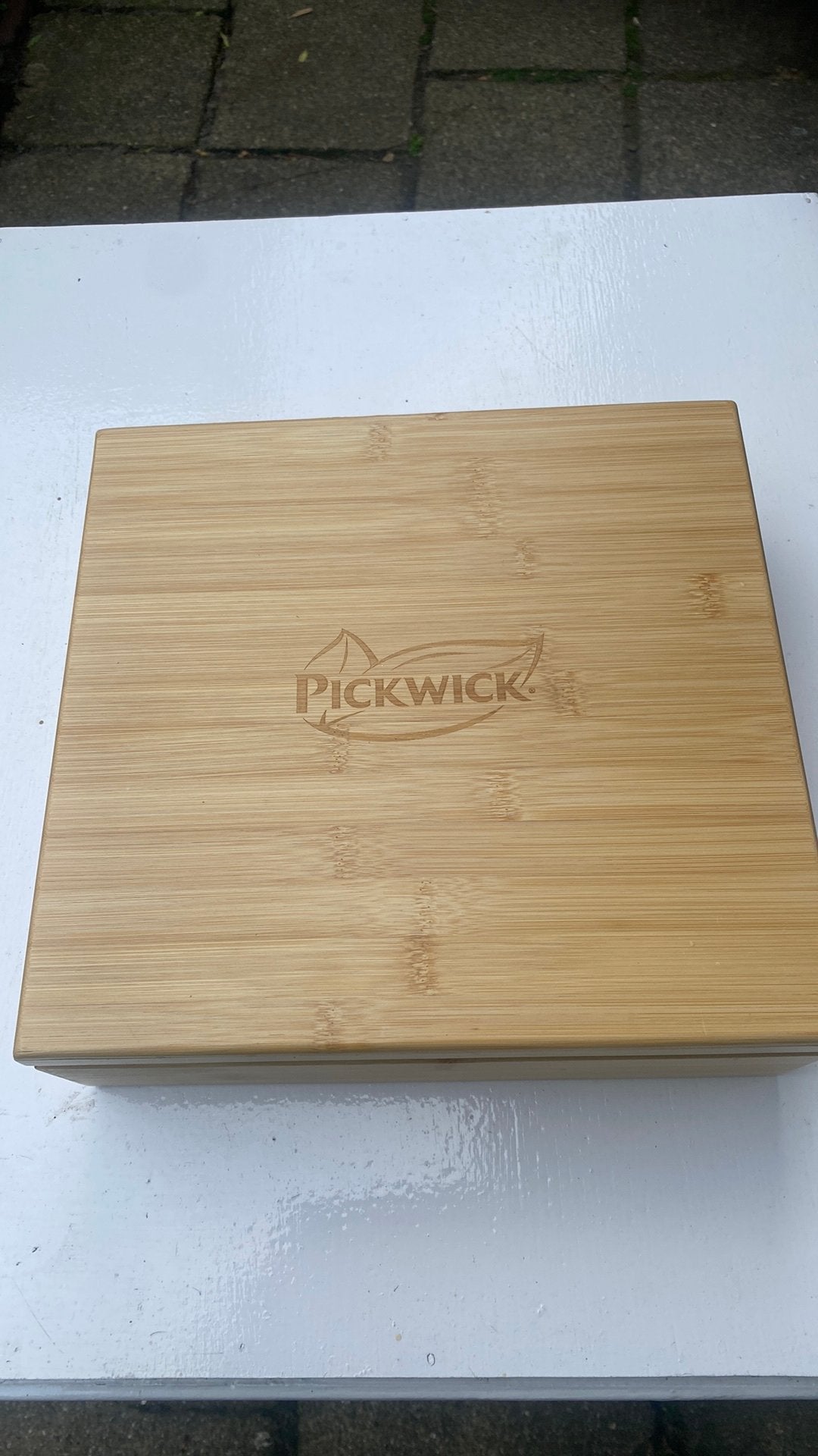 Pickwick theedoos van bamboe met 12 vakken, Ophalen of Verzenden, Zo goed als nieuw, Bruin, Hout