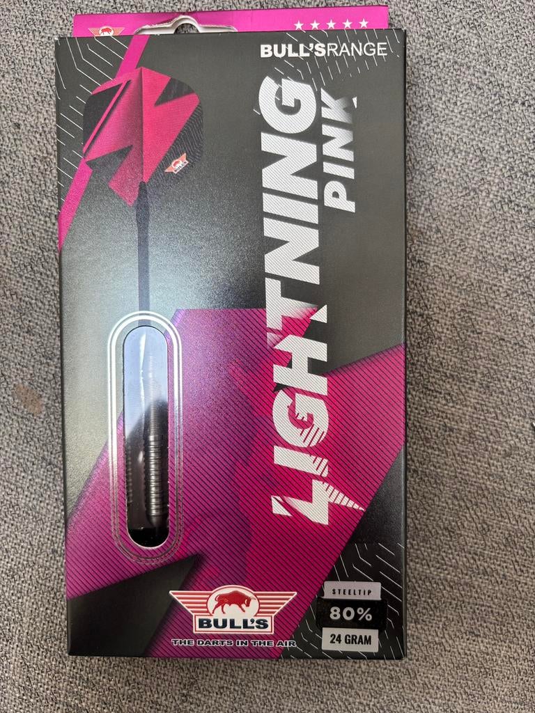 Bull's Lightning Pink 80% steeltip dartpijlen, Sport en Fitness, Darts, Ophalen of Verzenden, Zo goed als nieuw, Pijlen