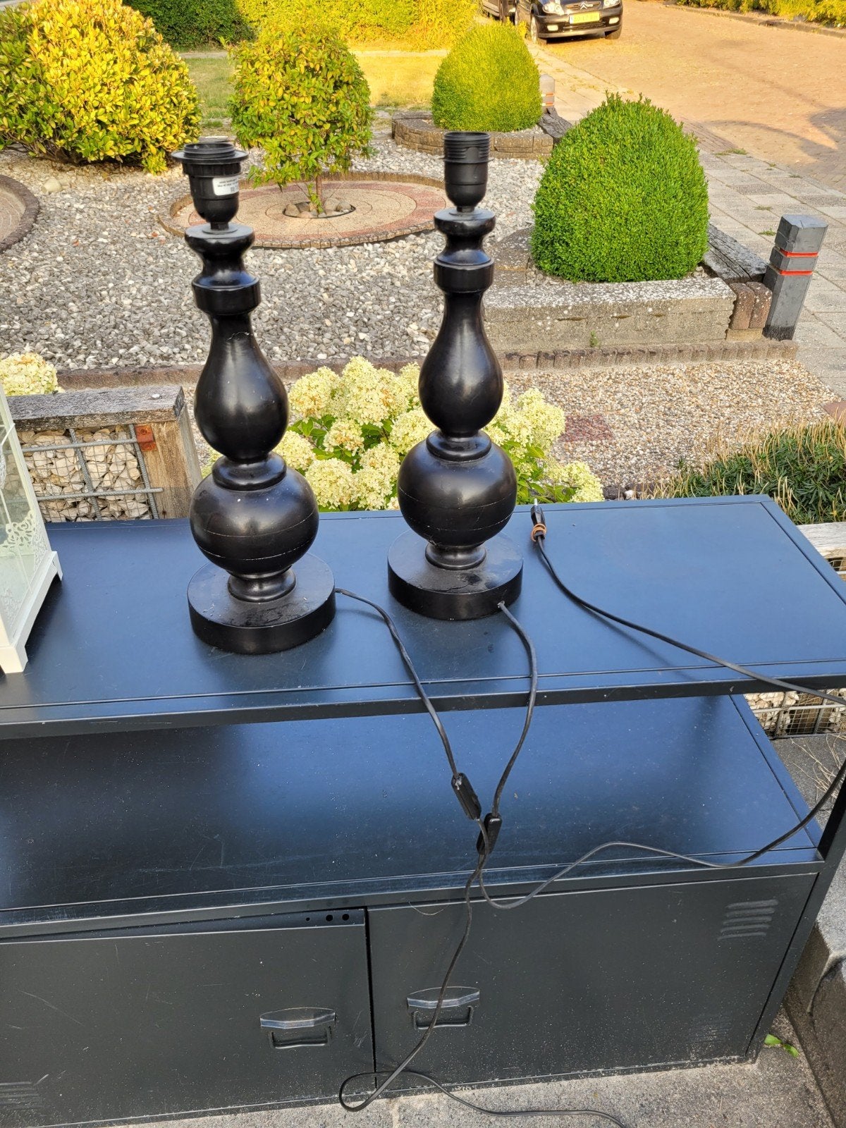 2 super leuke zwarte lampen, Ophalen, Gebruikt, 45 cm, E27 (groot)