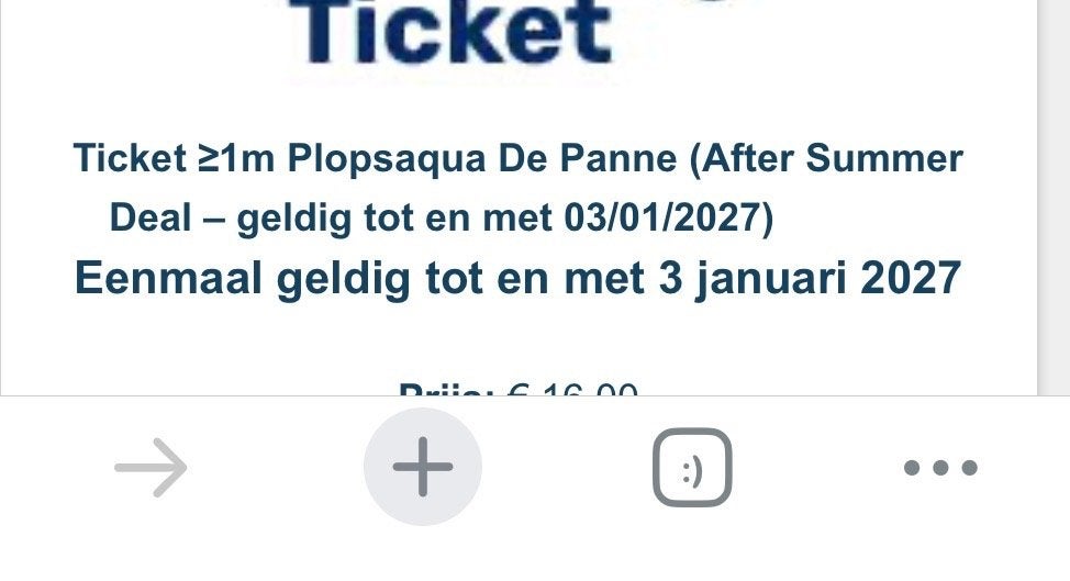 Plopsaland aqua, Eén persoon, Ticket of Toegangskaart