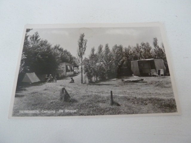 Herkingen circa 1960 Camping De Brugge, Ophalen of Verzenden, 1960 tot 1980, Ongelopen, Zeeland