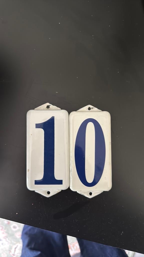 Emaille huisnummer 10, Antiek en Kunst, Antiek | Emaille, Ophalen of Verzenden