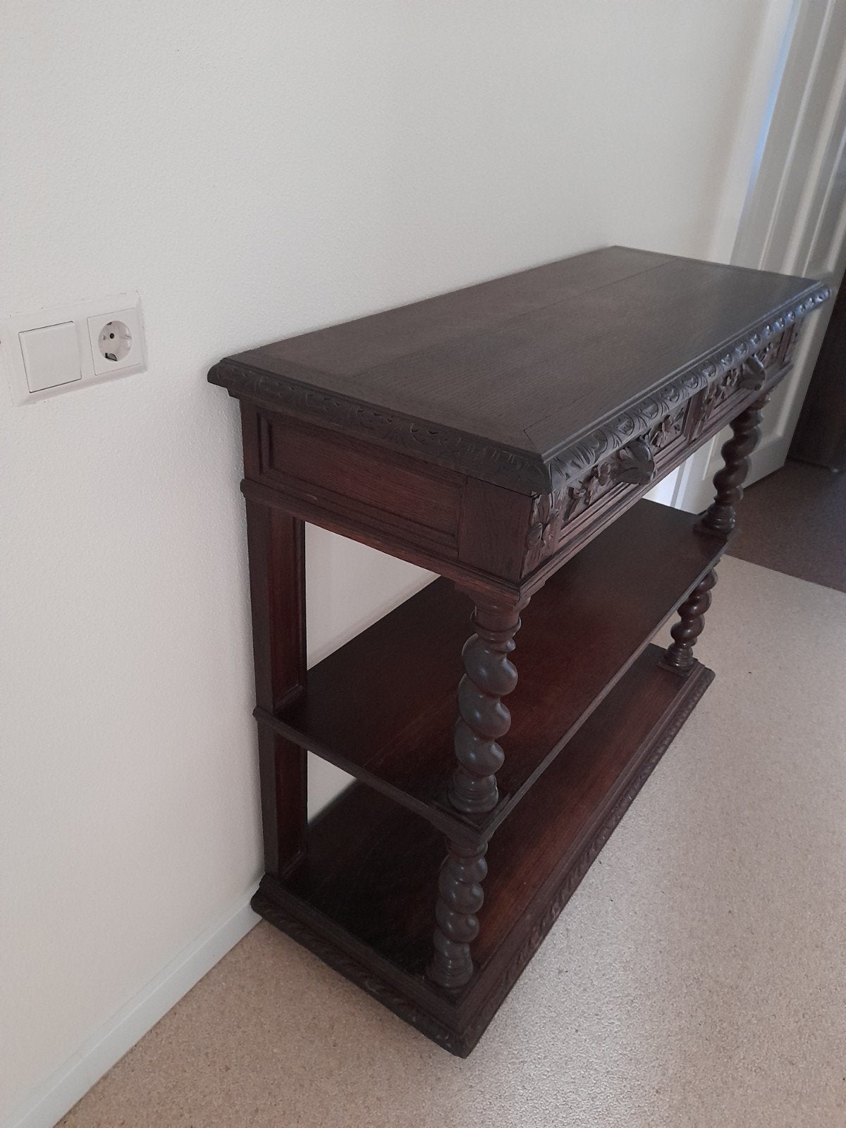 Antieke Console Tafel met Marmeren Blad en Lades, Antiek en Kunst, Ophalen