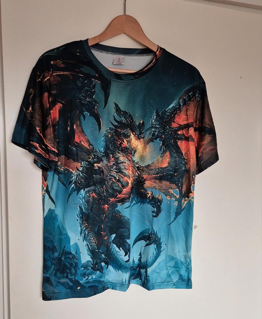 Nieuw shirt met draken print maat S., Ophalen of Verzenden, Nieuw, Maat 46 (S) of kleiner, Blauw