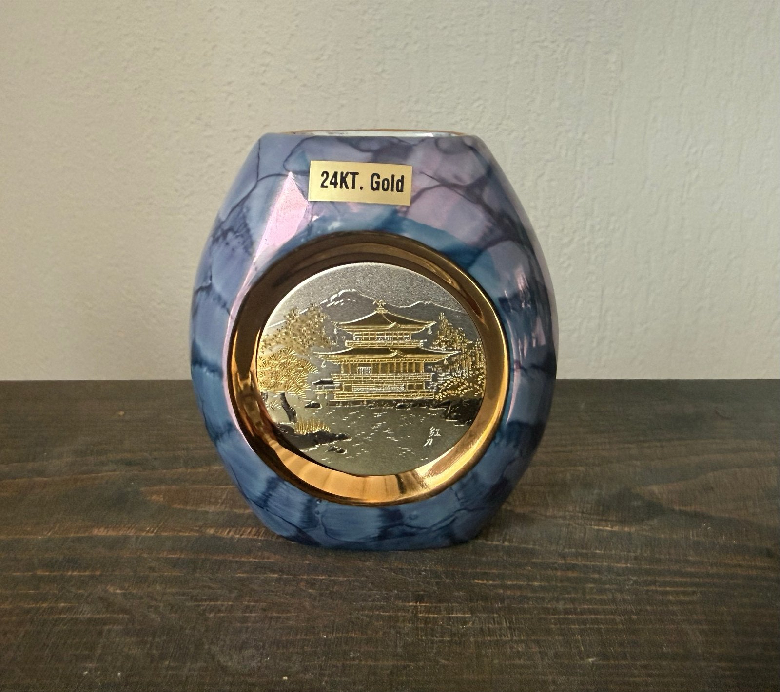 Chokin Vaas 24KT Goud Kinkaku-ji Tempel Japanse Kunst, Ophalen of Verzenden