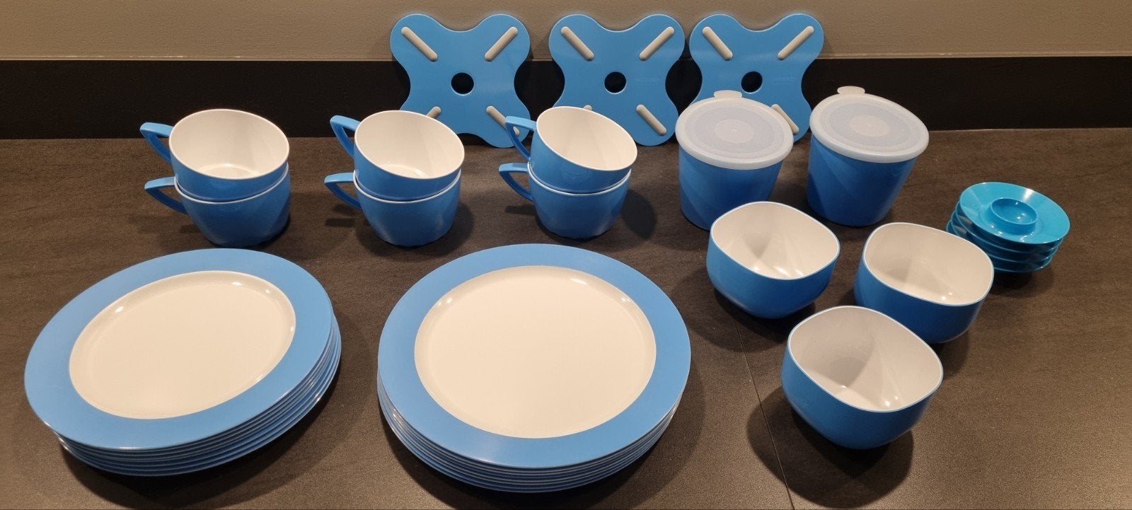 Mepal campingservies blauw /wit, Ophalen, Gebruikt