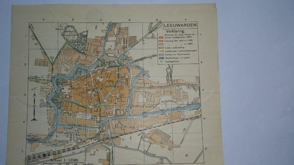 30 Leeuwarden Plattegrond Litho 1917, Antiek en Kunst, Ophalen of Verzenden