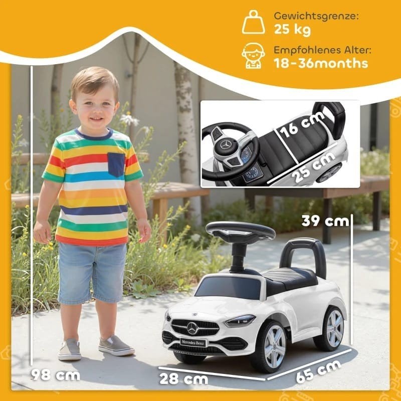Mercedes-Benz C-Klasse Babyauto Loopauto Wit, Kinderen en Baby's, Ophalen of Verzenden, Nieuw, Loopvoertuig