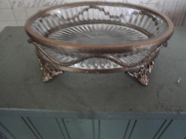 house of baroque schaaltje messing met  bewerkt glas, Ophalen of Verzenden