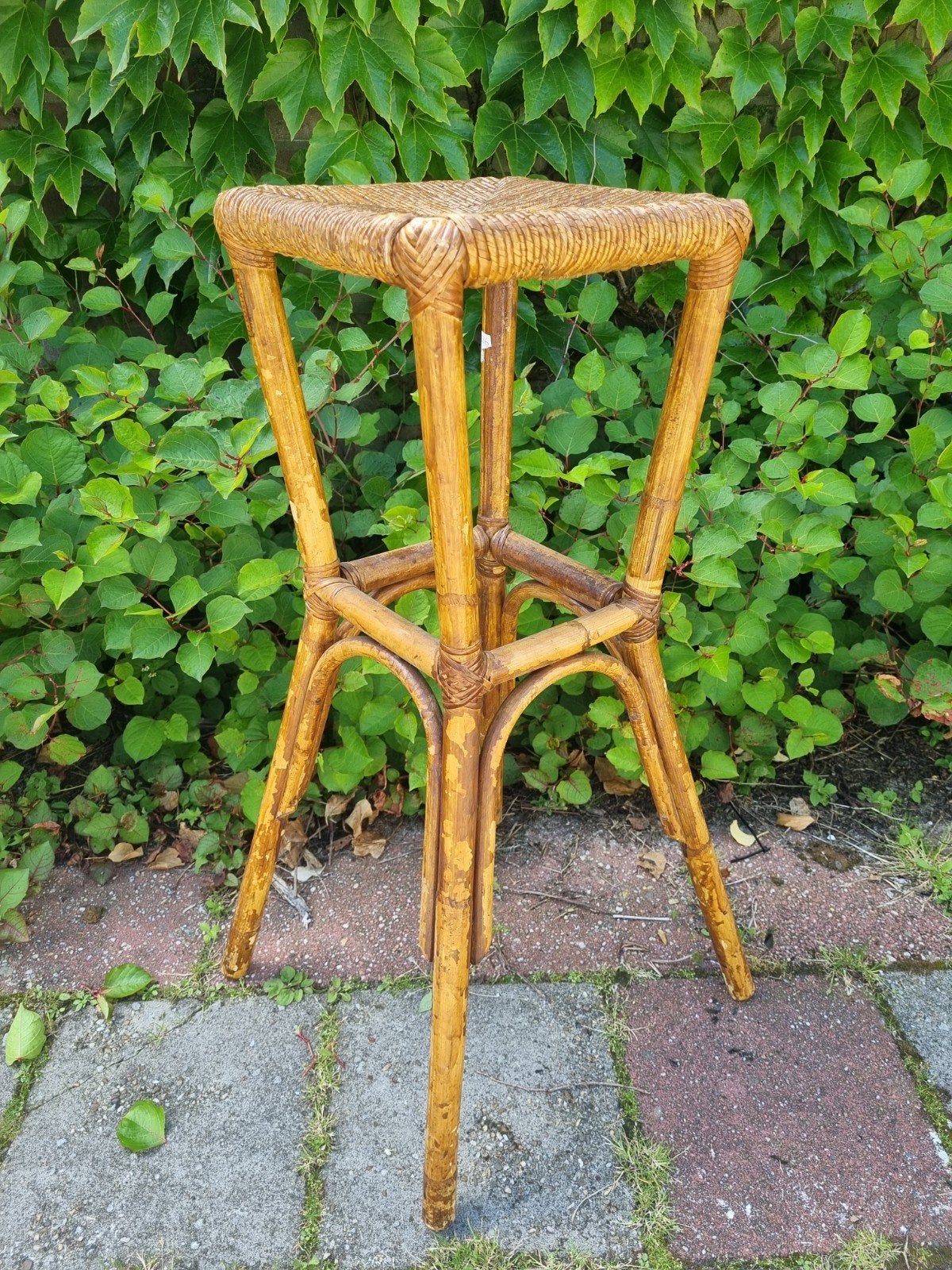 Bamboe kruk of plantenstandaard vintage, Ophalen, Gebruikt