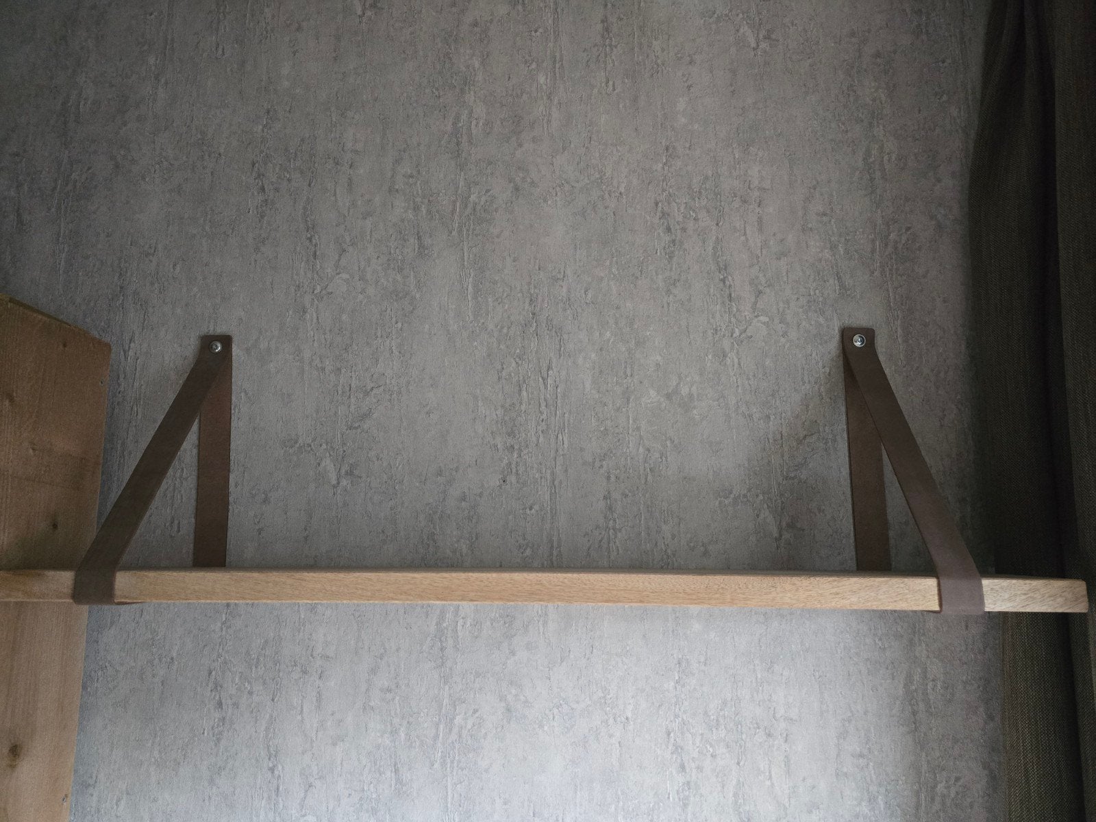 Wandplank met lederen ophangsysteem 100x19.5x3cm, Ophalen of Verzenden