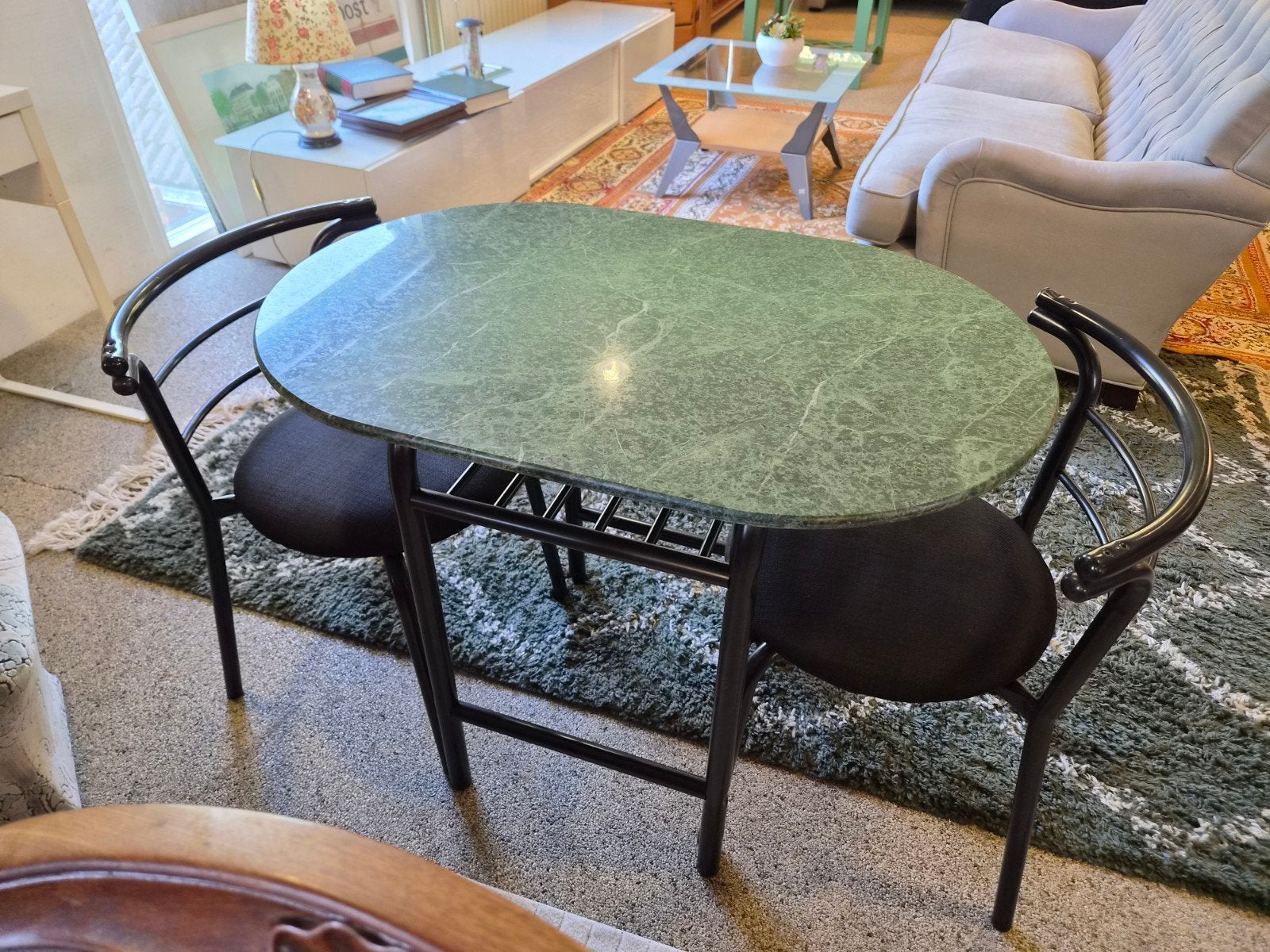 bistroset met marmer blad en 2 stoelen, Ophalen, Overige materialen