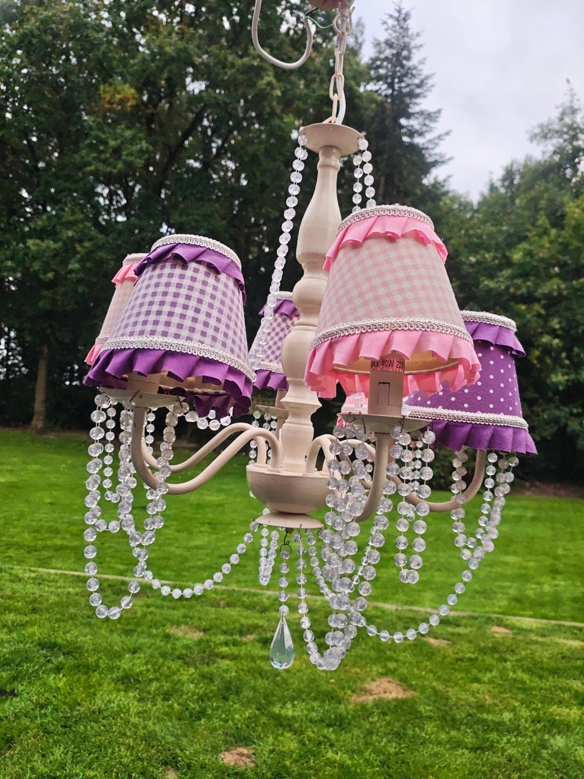 Lamp kroonluchter roze paars meisje meisjeskamer, Ophalen, Gebruikt