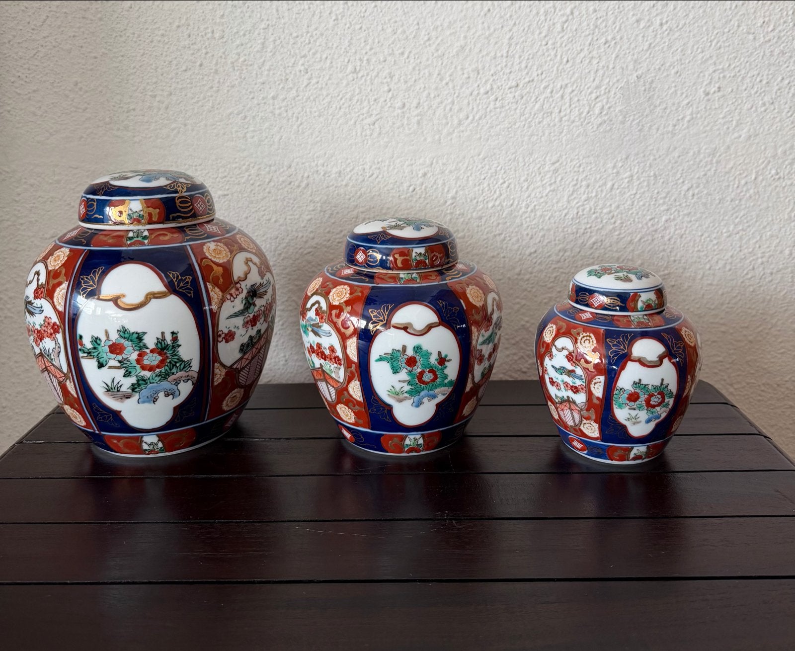 Set van 3 Gold Imari Potten met Deksel, Antiek en Kunst, Ophalen