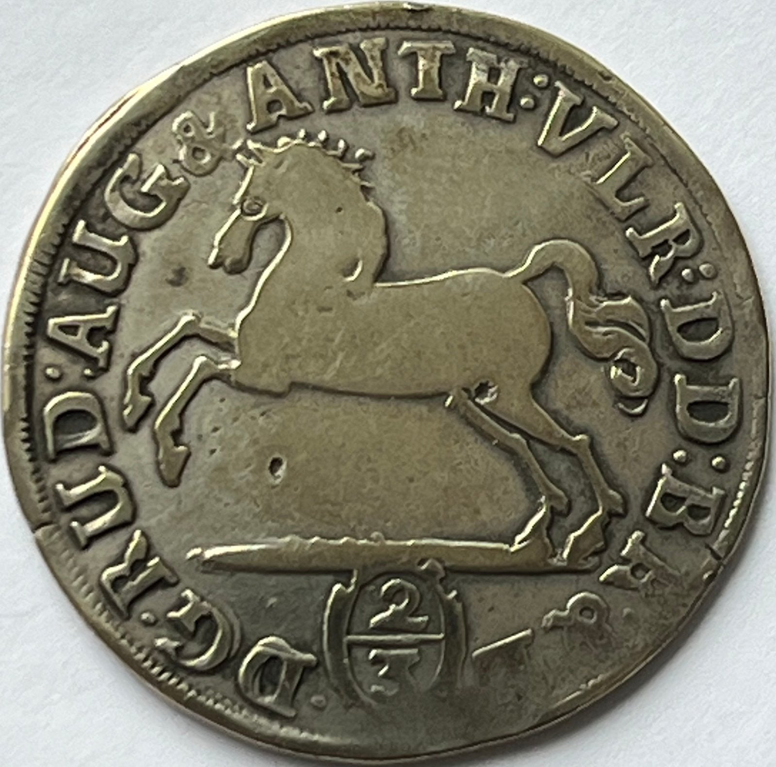 Brunswijk-Wolfenbuttel zilveren 2/3e thaler 1695, Ophalen of Verzenden, Duitsland, Losse munt, Zilver