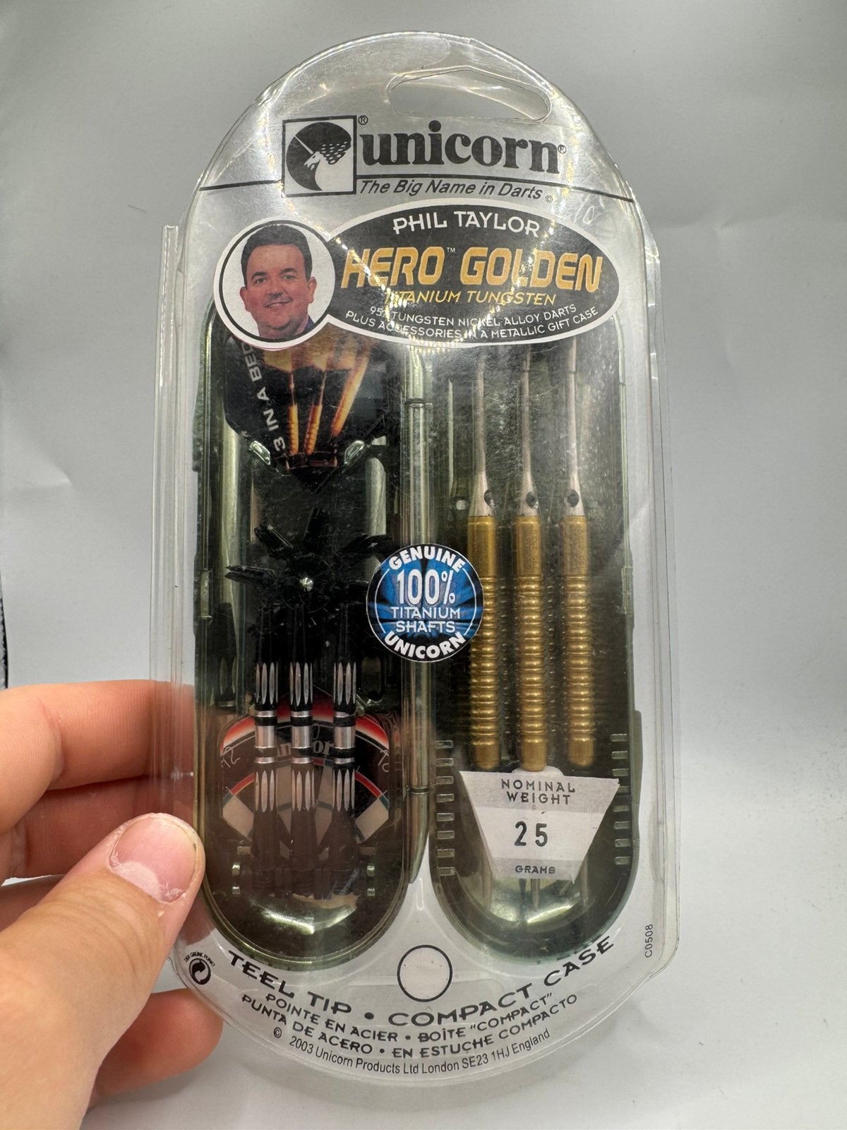 Unicorn Phil Taylor Hero Gold 25 Gram Dartpijlen, Sport en Fitness, Darts, Unicorn, Ophalen of Verzenden, Zo goed als nieuw, Pijlen