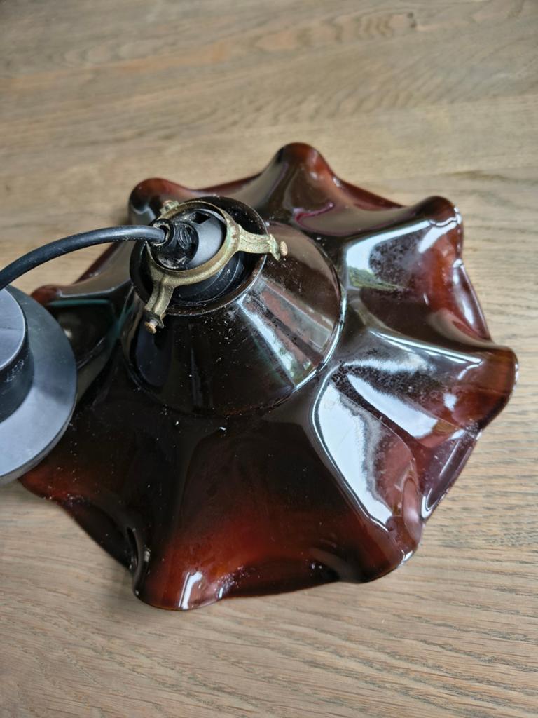 Vintage, glazen lampenkap 28 cm doorsnee, Ophalen