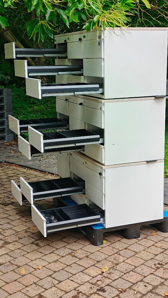 9 stalen ladeblokken voor bv werkbank berging kantoor hobby, Ophalen, 50 tot 100 cm, Zo goed als nieuw, Minder dan 100 cm