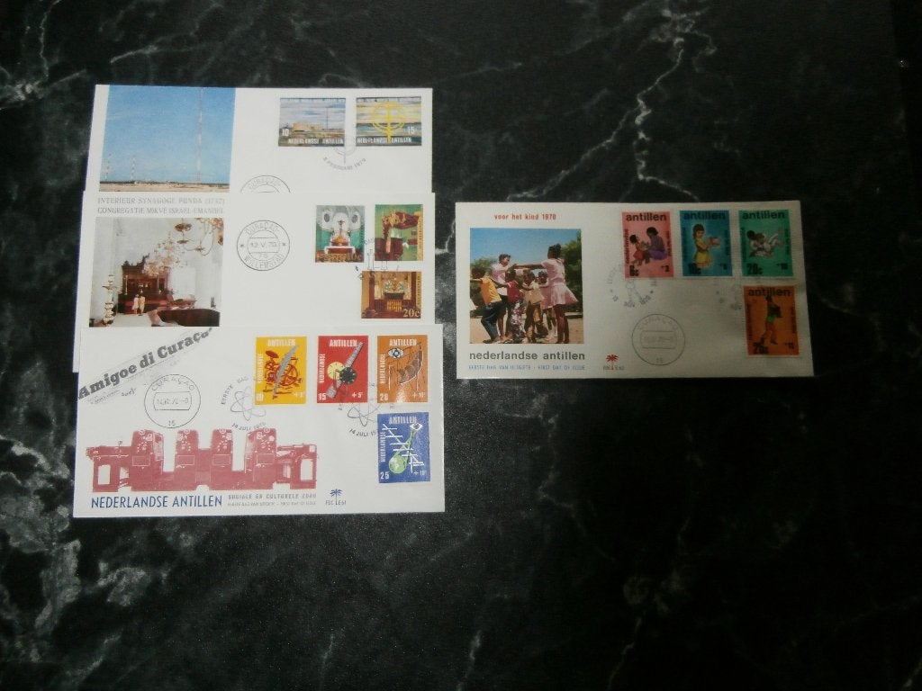 jaargang fdc's nederlandse antillen  1970, Verzenden, Gestempeld