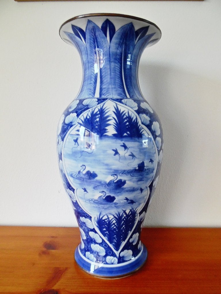 Grote handbeschilderde vaas, Ophalen of Verzenden
