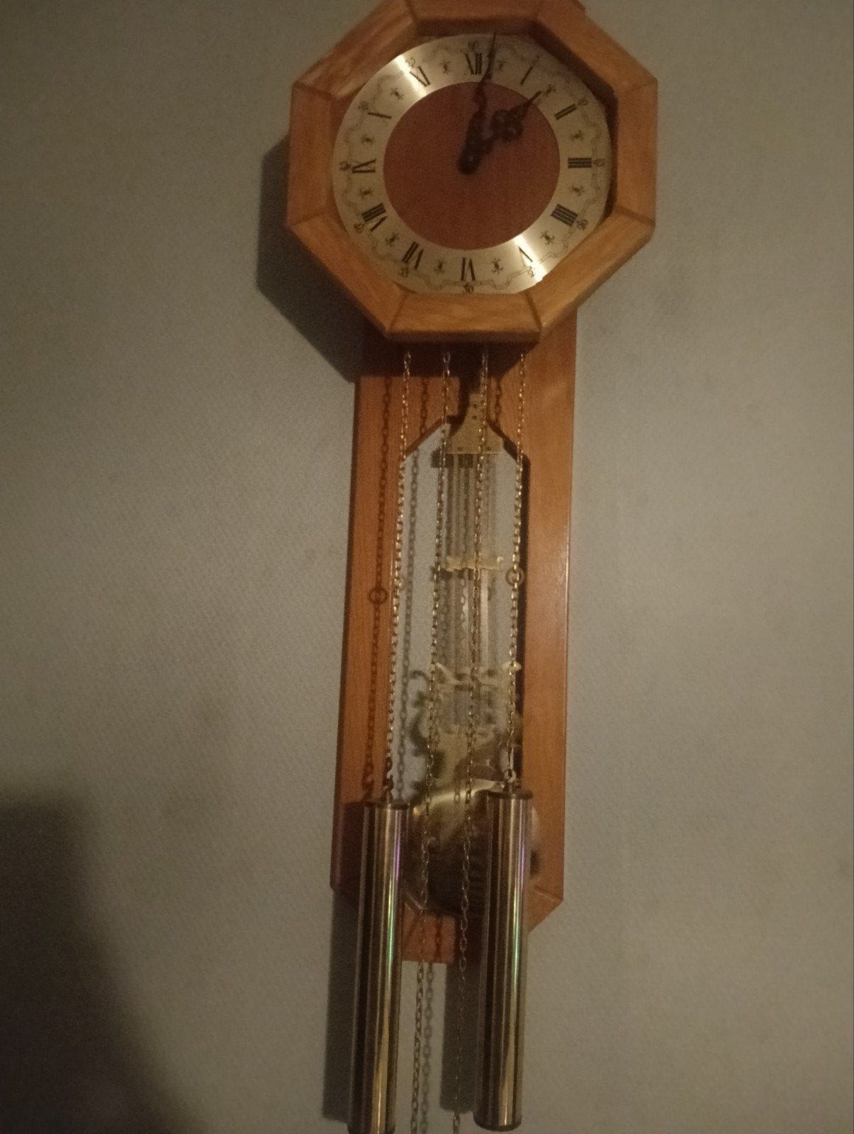 Vintage wandklok met slinger en gewichten, Ophalen