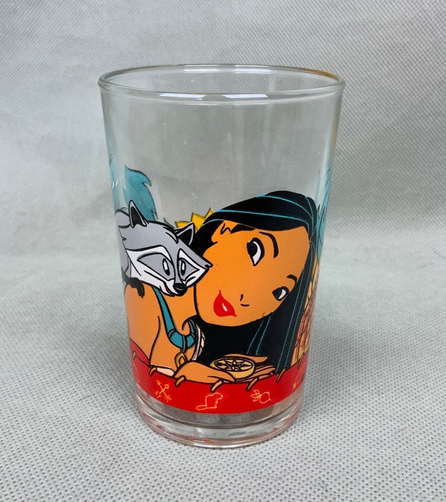 Disney Pocahontas glas vintage 90s, Ophalen of Verzenden, Pocahontas of Kl. Zeemeermin, Zo goed als nieuw, Servies