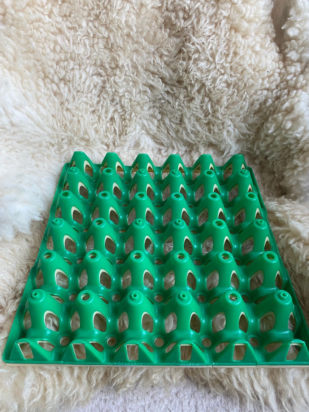 Vintage eiertray’s groen en creme jaren ‘70, Kunststof, Ophalen of Verzenden, Zo goed als nieuw, Groen