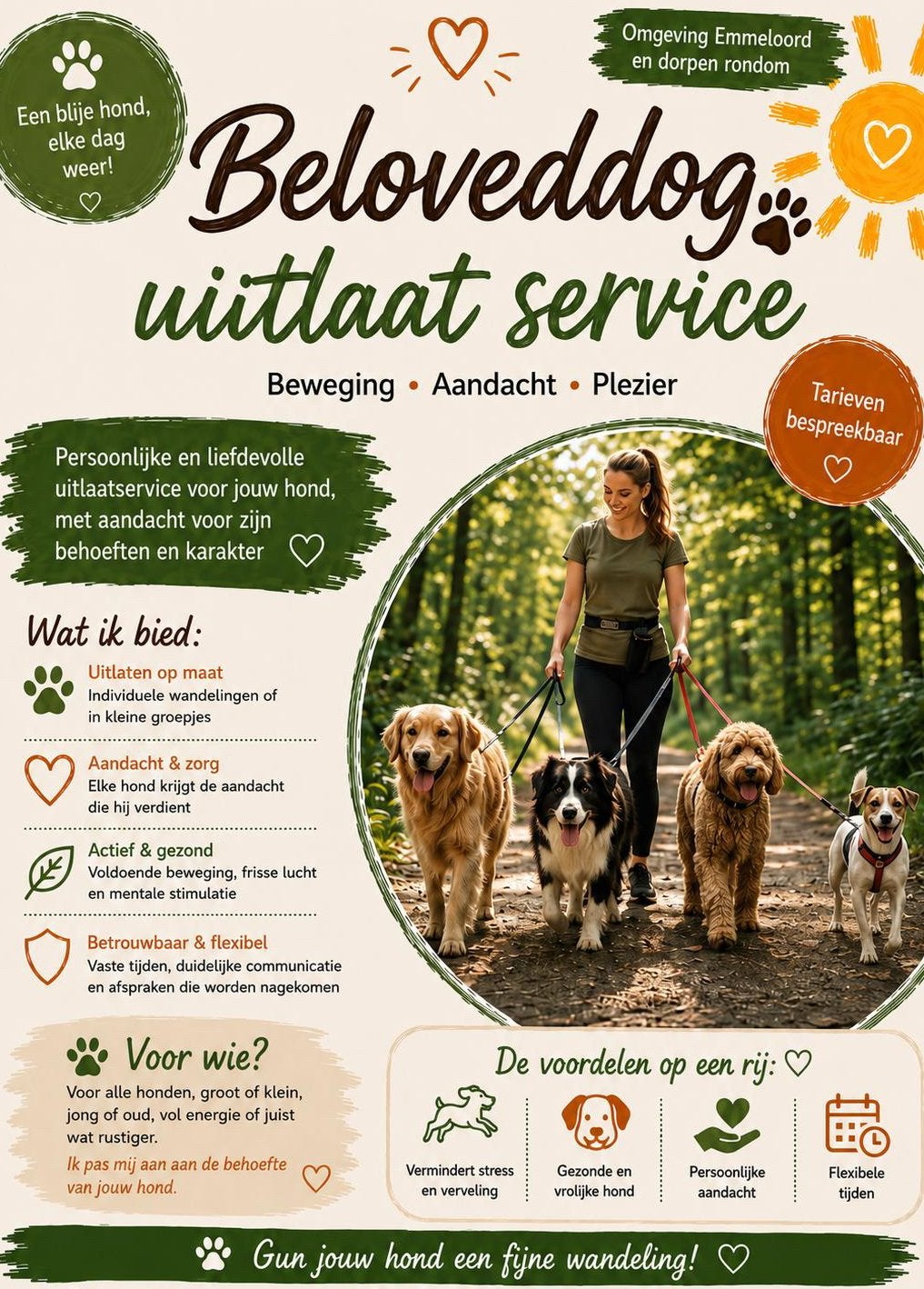 Honden uitlaat service - Emmeloord en omstreken, Uitlaatservice