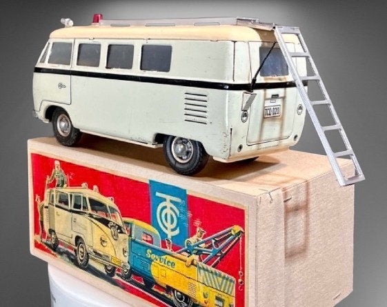 Zeldzame TippCo TCO-020 Volkswagen T1 Politie Met Doos, Antiek en Kunst, Ophalen of Verzenden