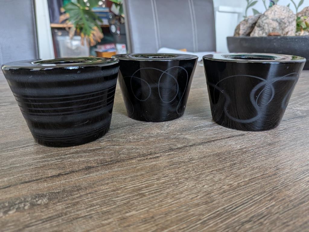 Orrefors waxinelichthouders - Set van 3, Ophalen of Verzenden, Glas