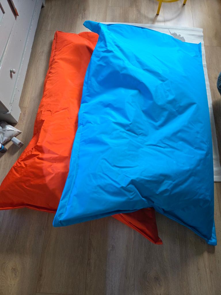 Zitzakken set: Oranje en Blauw, Ophalen of Verzenden, Gebruikt, Oranje, Zitzak