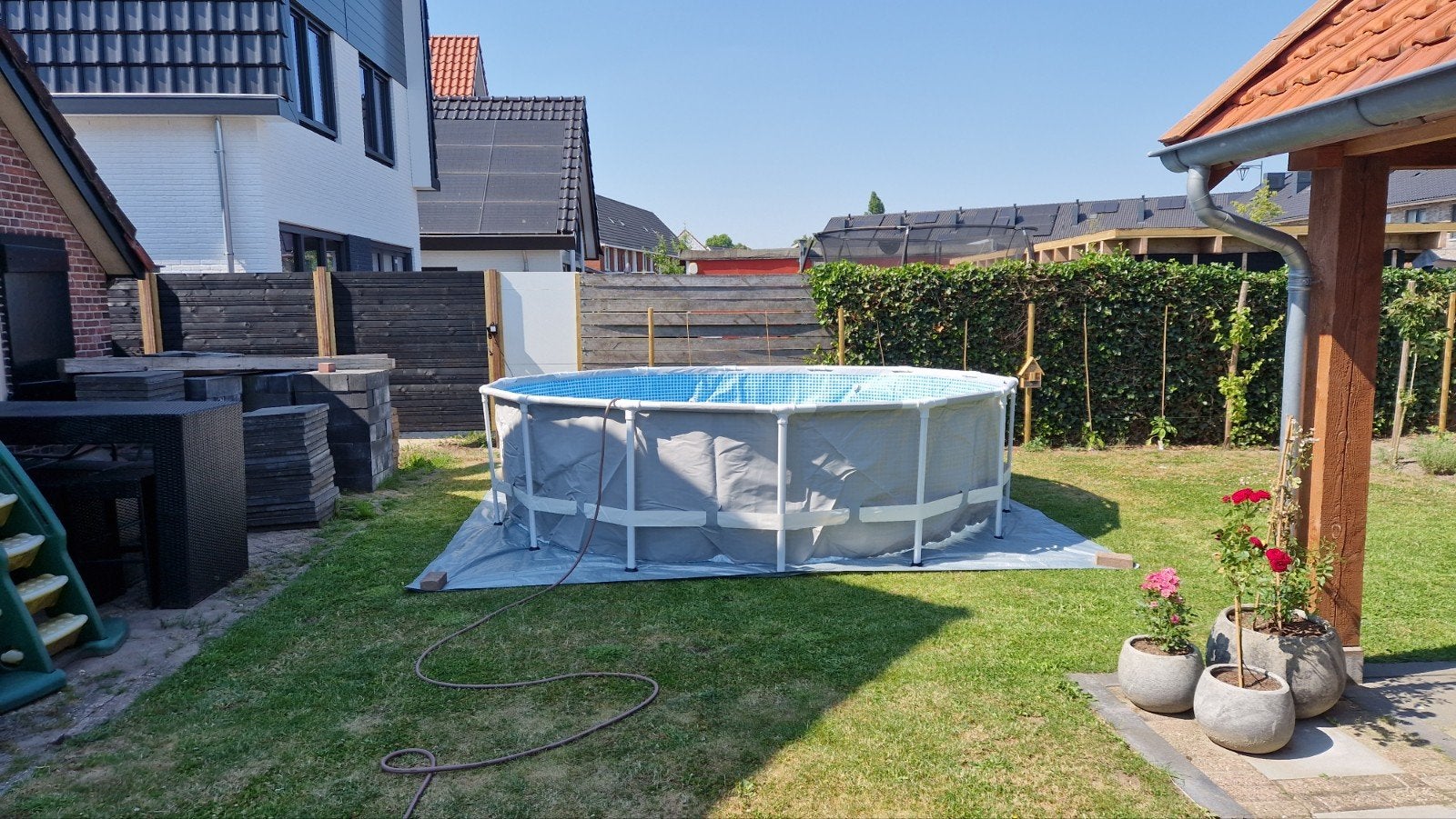 Zwembad 4.5m x 1.2m met toebehoren en zonneboiler, Gebruikt, Rond, Ophalen, 120 cm of meer