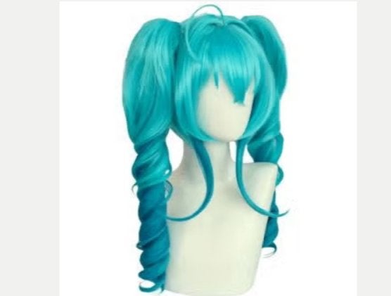 Blauwe gradient anime cosplay pruik dubbele paardenstaart, Ophalen of Verzenden, Nieuw