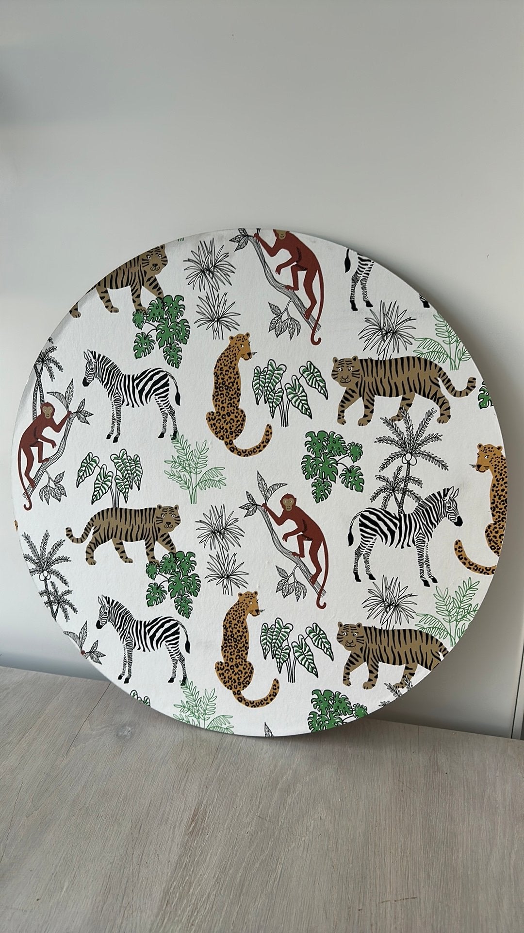 Behangcirkel met dieren / jungelprint handgemaakt, Ophalen of Verzenden, Zo goed als nieuw, Wanddecoratie