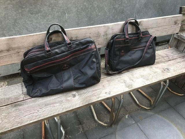 2x reistas Samsonite zwart rode bies, 40 tot 60 cm, 30 cm of meer, Zwart, Minder dan 35 cm