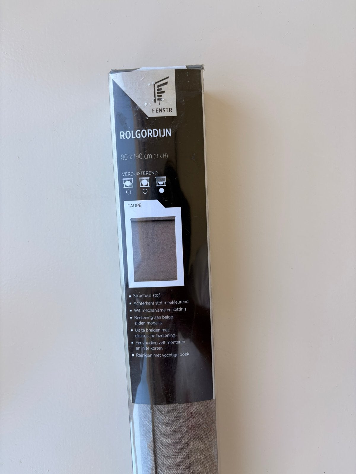 Fenstr Rolgordijn 80x190 Taupe verduisterend - Nieuw, Ophalen of Verzenden, Nieuw, Grijs