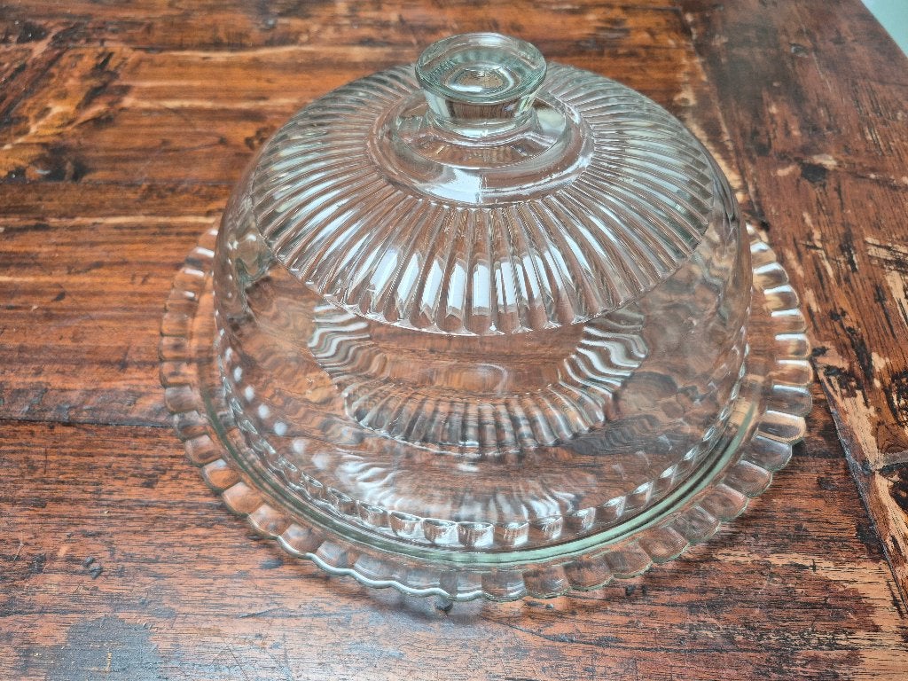 vintage Arcoroc taartstolp met schaal 32cm, Huis en Inrichting, Woonaccessoires | Stolpen, Glas, Ophalen, Zo goed als nieuw, 32 cm