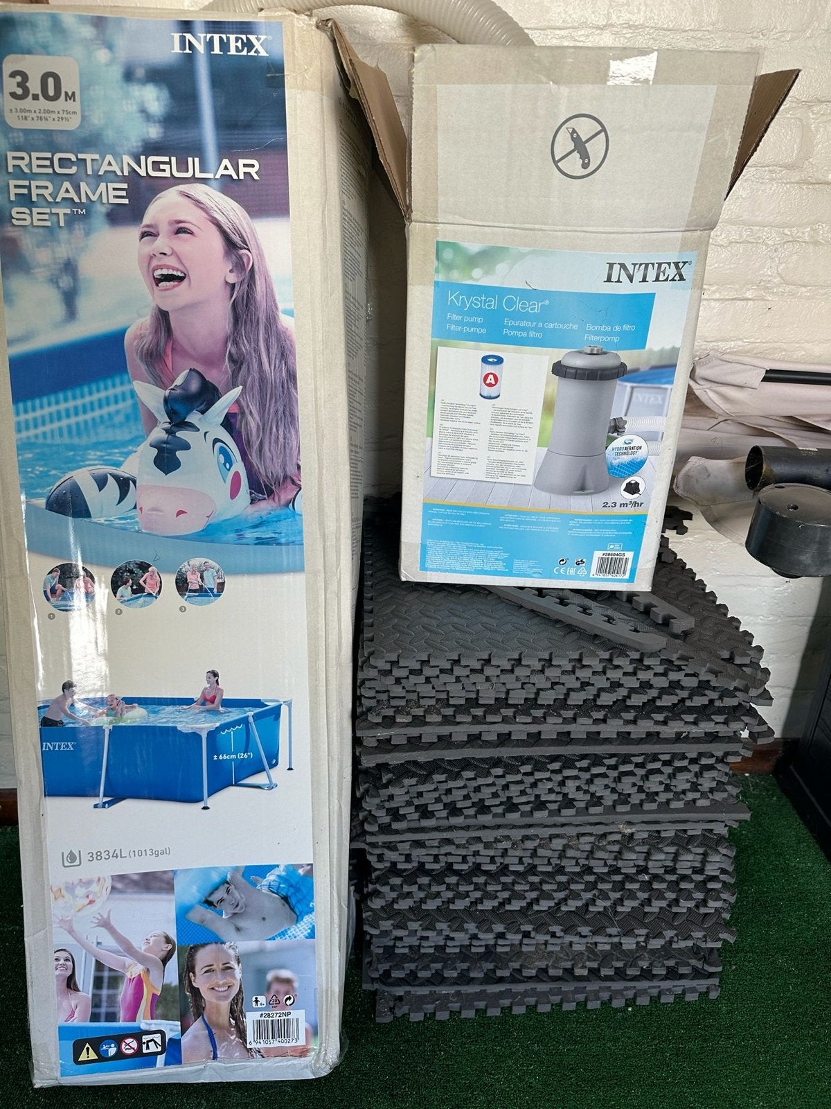 Intex Rectangular Frame Zwembad met Filterpomp, Ophalen, Zo goed als nieuw, Opzetzwembad, 200 tot 400 cm