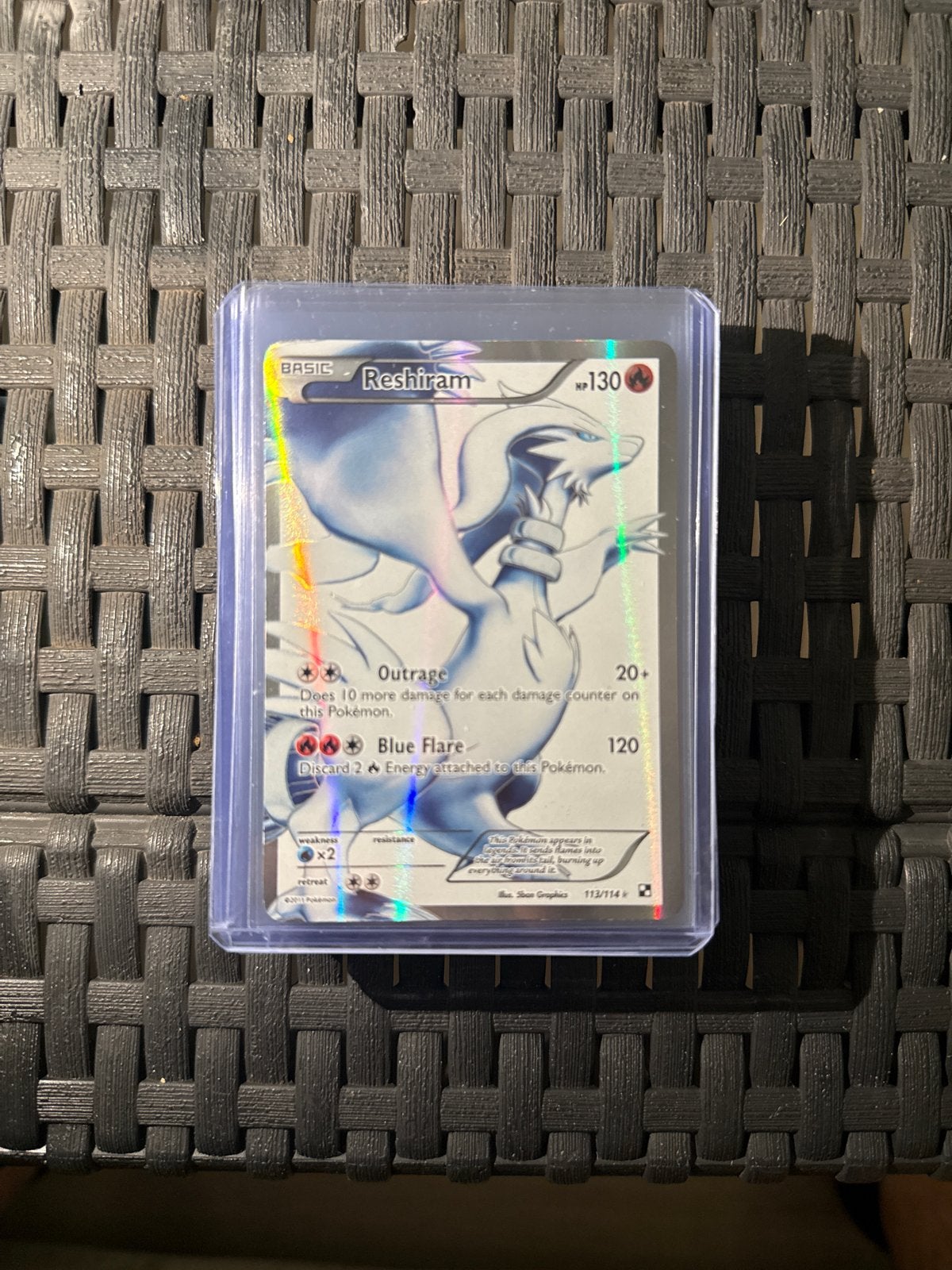 Reshiram Pokémon kaart (Black and White), Ophalen of Verzenden, Zo goed als nieuw, Losse kaart, Foil