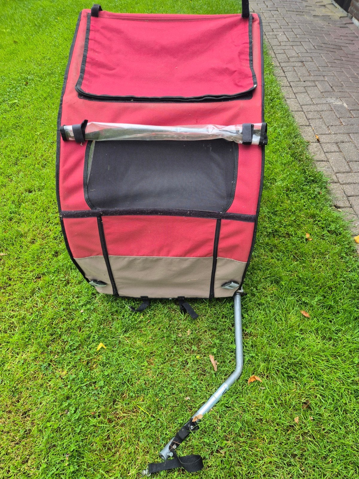 Hondenkar/Bagagekar voor fiets - Rood/Bruin, Fietsen en Brommers, Fietsaccessoires | Aanhangers en Karren, Gebruikt, Onbekend