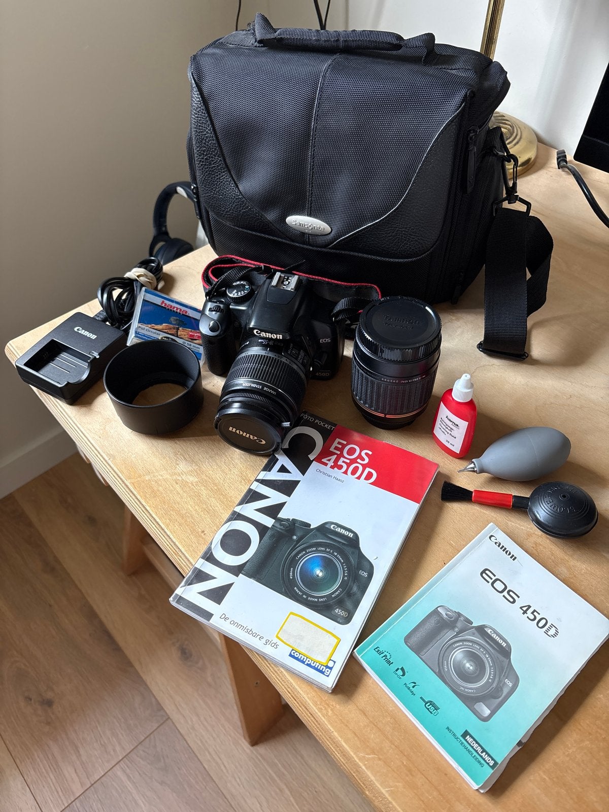 Canon EOS 450D incl 2 lenzen en accessoires, Ingebouwde flitser, Gebruikt, Spiegelreflex, Canon