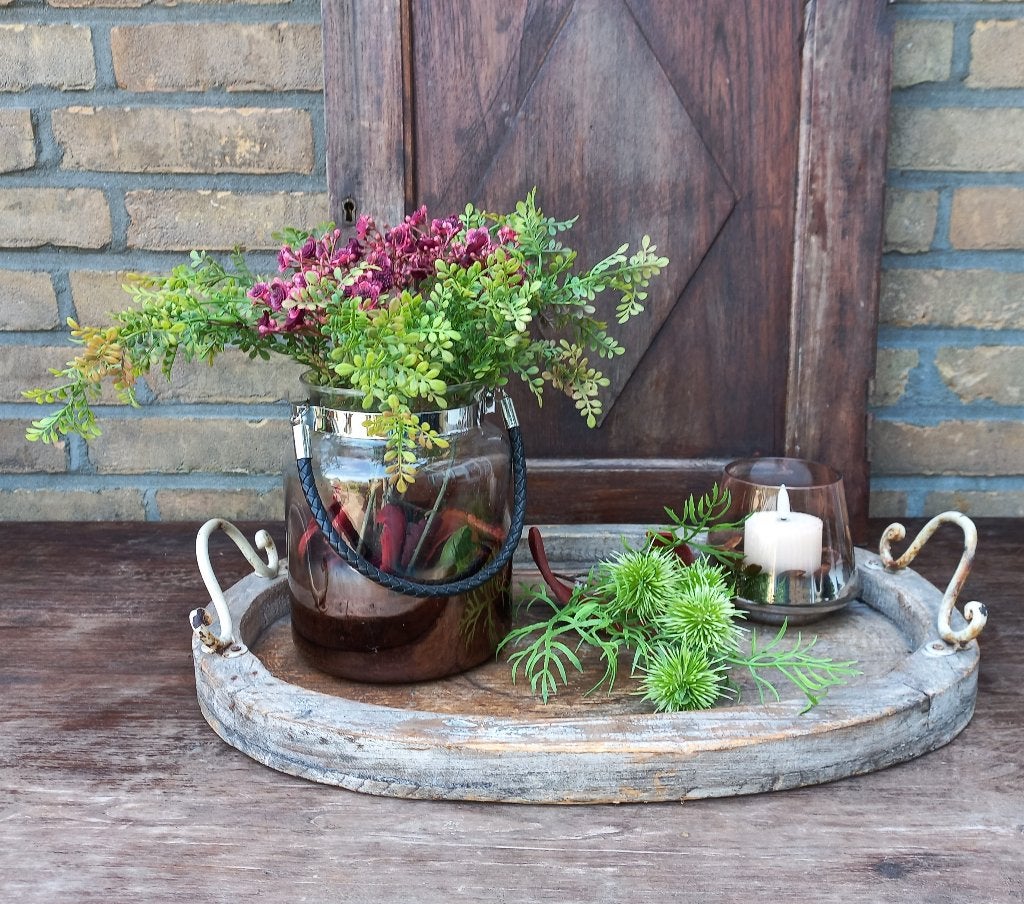 prachtige SET met bloemen op houten DIENBLAD, Huis en Inrichting, Woonaccessoires | Overige, Meerkleurig, Nieuw, Ophalen of Verzenden