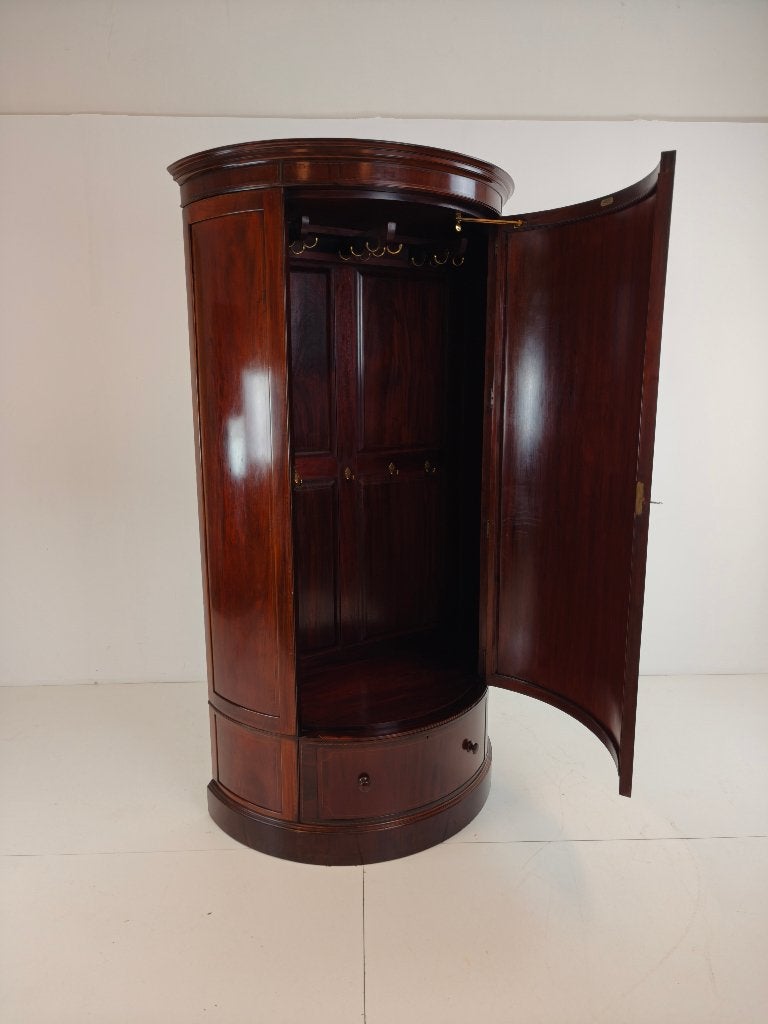 Edwardiaanse mahonie kledingkast gebogen front Maple & Co, Ophalen of Verzenden