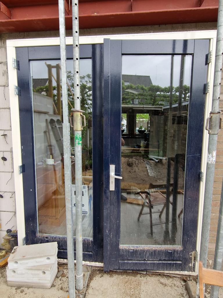 Openslaande tuindeuren met dubbel glas - Gebruikt, Ophalen, Gebruikt, Buitendeur, Glas