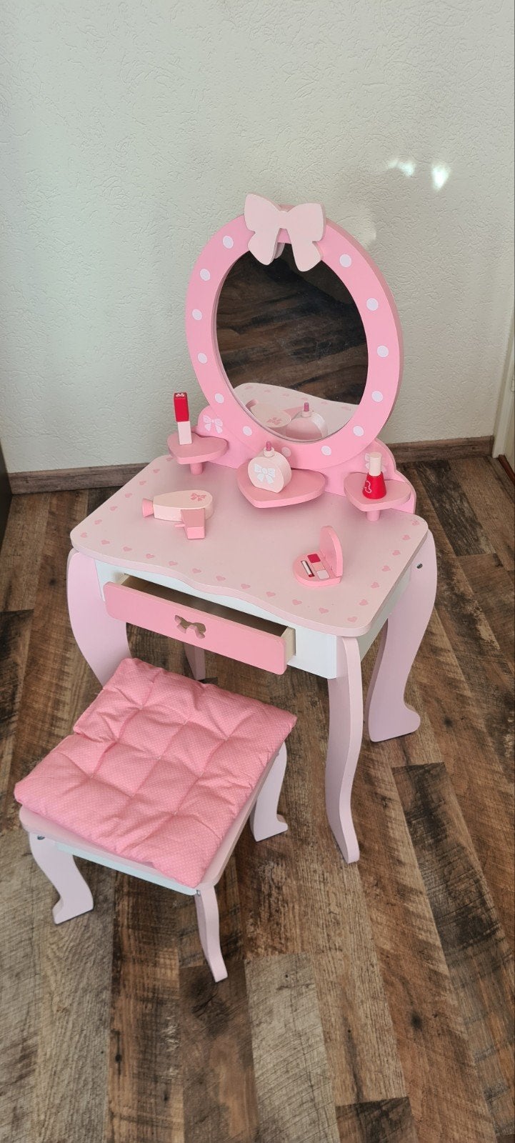 leuke roze houten make up tafel, Ophalen, Zo goed als nieuw, Tafel