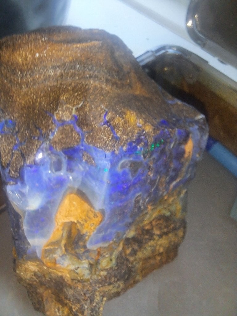 Prachtige ruwe blauw/groene opaalsteen, Ophalen of Verzenden, Mineraal