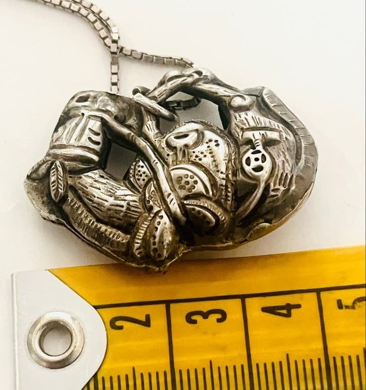 Antieke Zilveren Paard Hanger - Taoïstische Talisman 1930, Verzenden, Zilver, Hanger